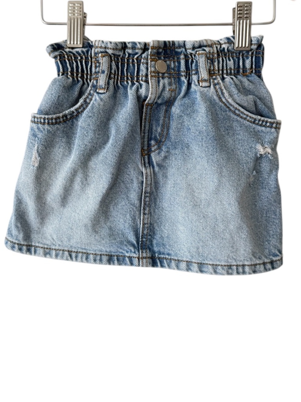 Zara Light Blue Denim Paperbag Waist Skirt 2/3 years